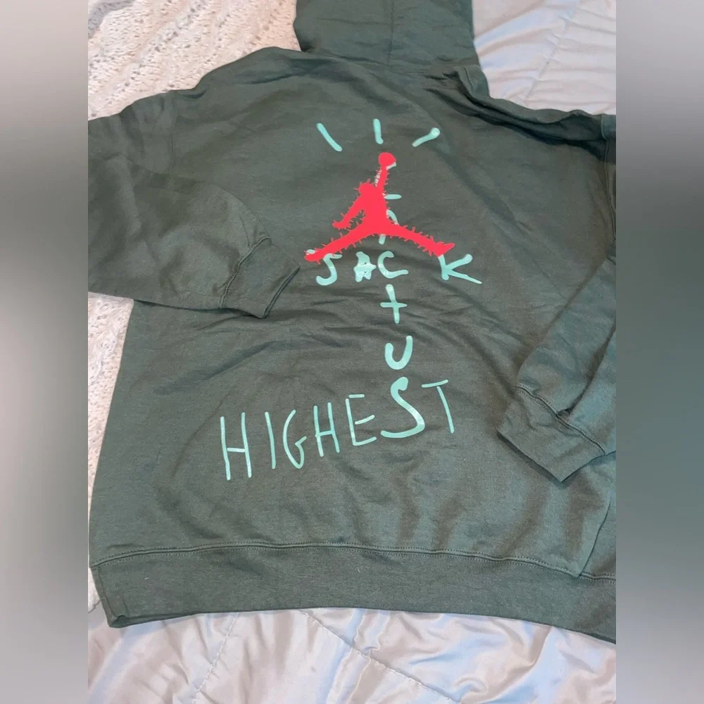 NWOT Authentic Travis Scott Jordan cactus Jack hoodie XL glow in the dark - Picture 2 of 4